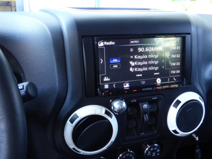 Εγκατάσταση οθόνης Kenwood, TV Tuner MPEG4 και rear camera σε Jeep Wrangler 2011. 