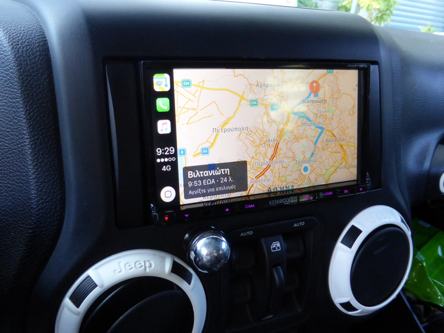 Εγκατάσταση οθόνης Kenwood, TV Tuner MPEG4 και rear camera σε Jeep Wrangler 2011. 