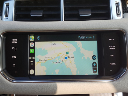 Aναβάθμιση της εργοστασιακής οθόνης σε Range Rover Sport Hybrid με Apple CarPlay και Android Auto.