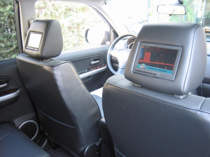 Εγκατάσταση Car Cinema - Navi Kenwood DDX-6029 σε Grand Vitara 2006, πίσω οθόνες στα προσκέφαλα Macrom