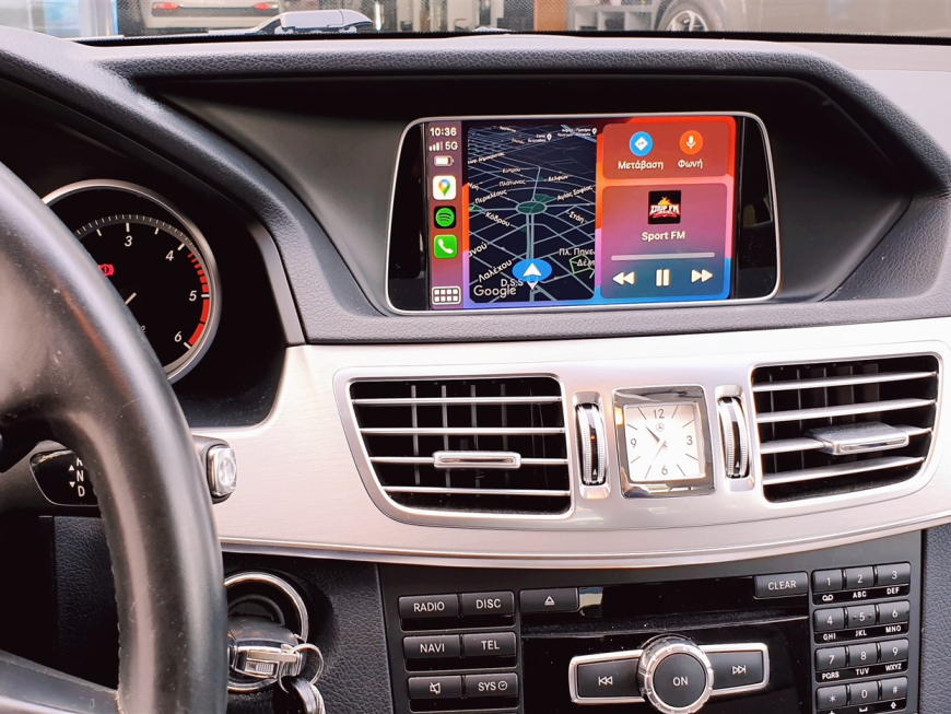 Εγκατάσταση ambient Apple CarPlay, Wireless Android Auto και Media Player σε Mercedes E200 W212 Facelift.