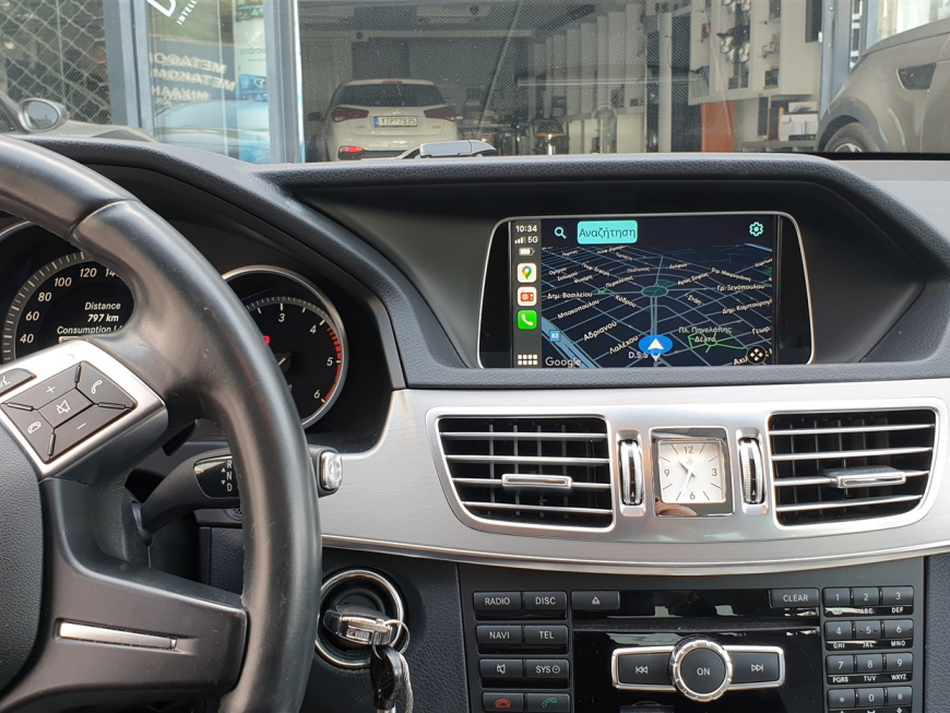 Εγκατάσταση ambient Apple CarPlay, Wireless Android Auto και Media Player σε Mercedes E200 W212 Facelift.