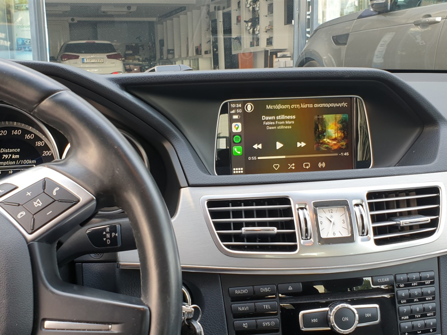 Εγκατάσταση ambient Apple CarPlay, Wireless Android Auto και Media Player σε Mercedes E200 W212 Facelift.