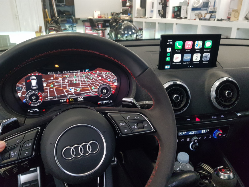 Αναβάθμιση εργοστασιακής οθόνης με Apple CarPlay/Android Auto σε Audi RS3 8V