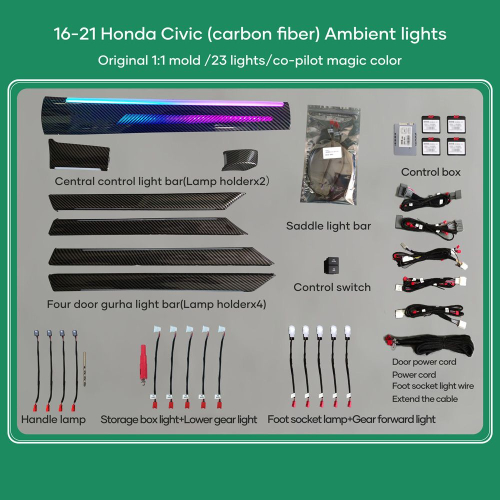 DIQ AMBIENT HONDA CIVIC mod.2016-2021 (Digital iQ Ambient Light Honda Civic mod. 2016-2021, 21 Lights)
