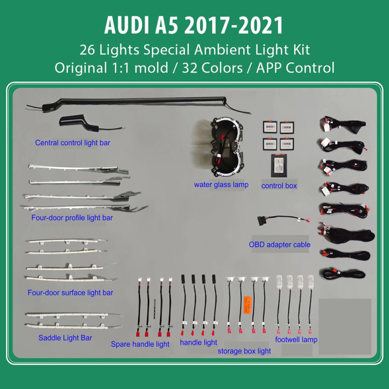 DIQ AMBIENT AUDI A5 (F5) mod. 2017-2021 (Digital iQ Ambient Light for Audi A5 mod. 2017-2021 with 26 Lights)
