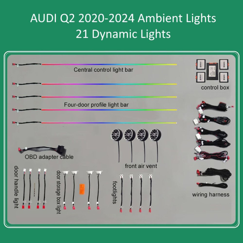 DIQ AMBIENT AUDI Q2 DYN (Digital iQ Ambient Light for Audi Q2 mod. 2020-2020 with 21 Dynamic Lights)