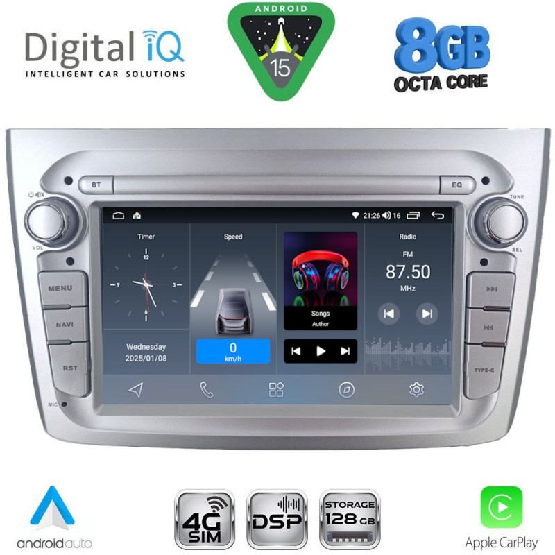 DIGITAL IQ BLM 757SL_CPA (7" DECK) MULTIMEDIA OEM for ALFA ROMEO MITO mod. 2008-2018 (SILVER)