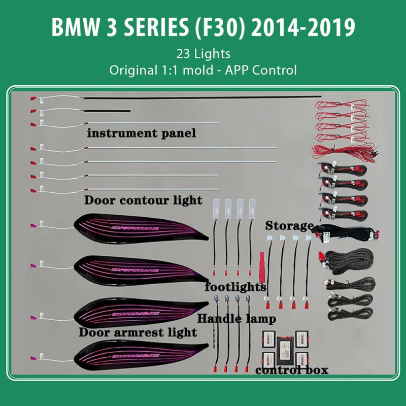 DIQ AMBIENT BMW S.3 (F30) FULL KIT (Digital iQ Ambient Light BMW Series 3 (F30) mod. 2014-2019 , 23 Lights) DIQ AMBIENT BMW S.3 (F30) FULL KIT (Digital iQ Ambient Light BMW Series 3 (F30) mod. 2014-2019 , 23 Lights)
