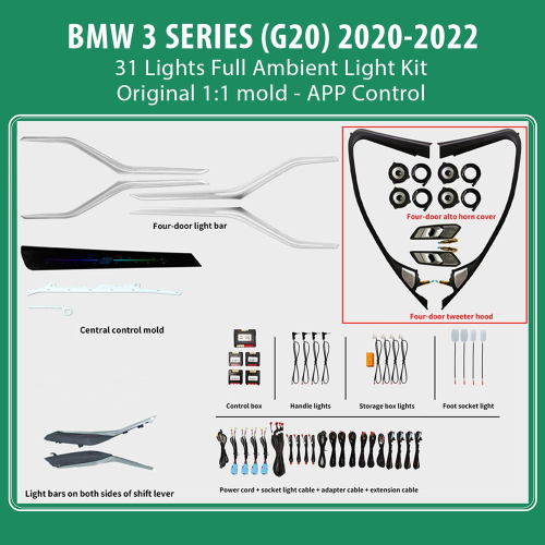 DIQ AMBIENT BMW S.3 (G20) mod. 2018-2022 FULL KIT (Digital iQ Ambient Light BMW Series 3 mod.2018-2022, 31 Lights Full Kit)