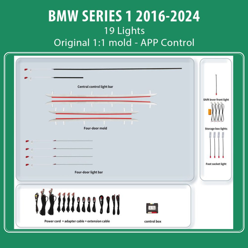 DIQ AMBIENT BMW S.1 (F40) TRIM (Digital iQ Ambient Light for BMW Series 1 mod. 2016-2024 with 19 Lights)