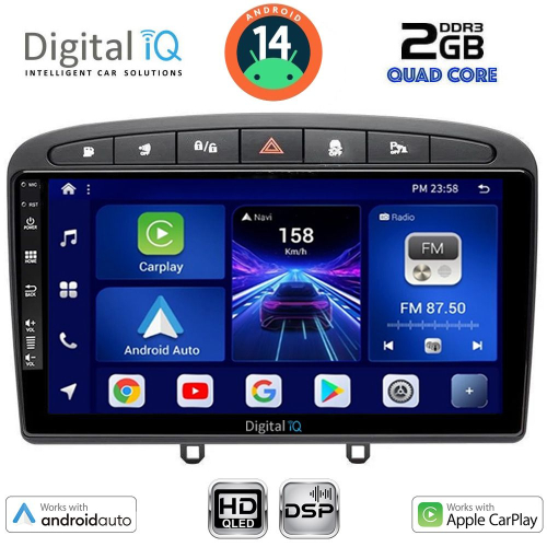 DIGITAL IQ BXC 3513BL_CPAA (9inc) MULTIMEDIA TABLET for PEUGEOT 308 mod.2007-2012 - RCZ mod.2009-2015 (BLACK)