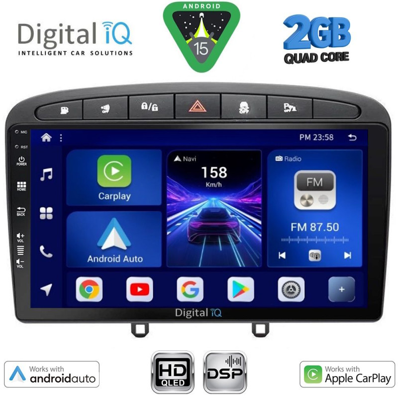 DIGITAL IQ BXC 3513BL_CPAA (9inc) MULTIMEDIA TABLET for PEUGEOT 308 mod.2007-2012 - RCZ mod.2009-2015 (BLACK)
