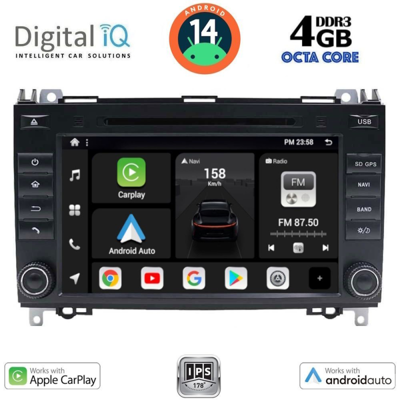 DIGITAL IQ BXF 668_CPAA (8'' DVD) MULTIMEDIA SYSTEM for MERCEDES A – B – SPRINTER – VITO – VIANO mod. 2004-2020