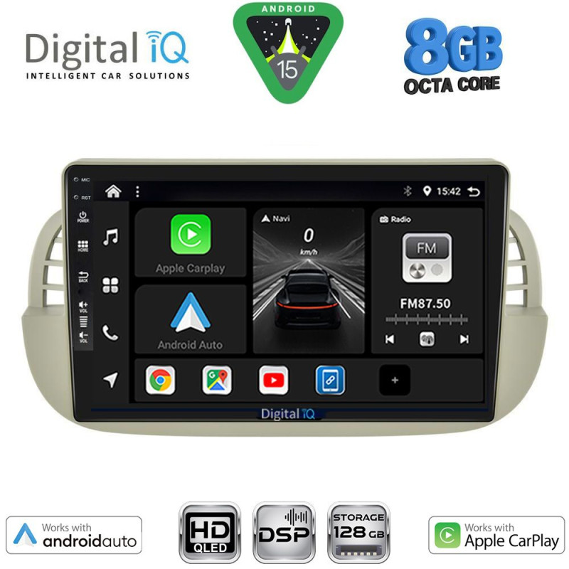 DIGITAL IQ BXF 7130BG_CPAA (9inc) MULTIMEDIA TABLET for FIAT 500 mod. 2007-2015 (BEIGE)