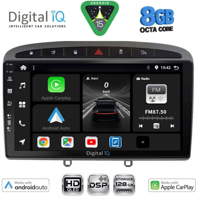 DIGITAL IQ BXF 7513GR_CPAA (9inc) MULTIMEDIA TABLET for PEUGEOT 308 mod.2007-2012 - RCZ mod. 2009-2015 (GREY)
