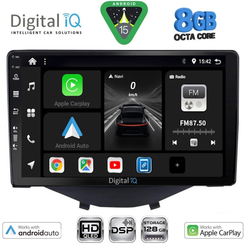 DIGITAL IQ BXF 7715_CPAA CLIMA-A/C (9inc) MULTIMEDIA TABLET for CITROEN C1-PEUGEOT 108-TOYOTA AYGO mod. 2014-2024