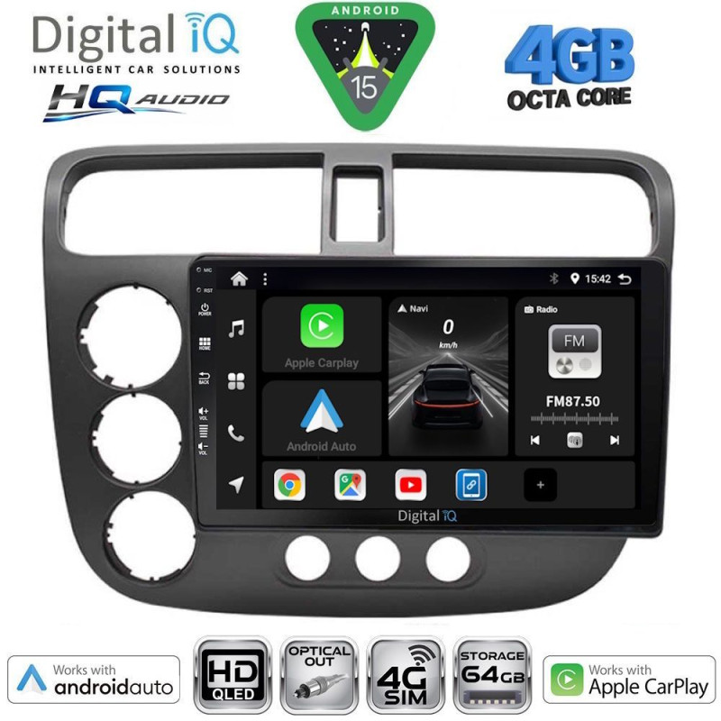 DIGITAL IQ BXK 19187_CPAA (9inc) MULTIMEDIA TABLET for HONDA CIVIC 4D mod. 2001-2006