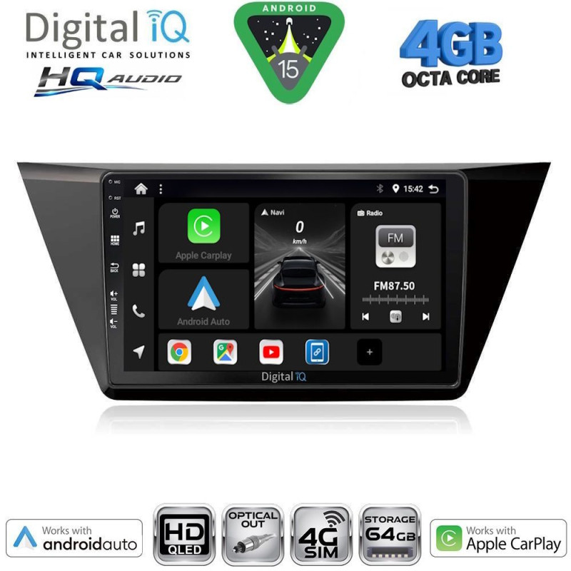DIGITAL IQ BXK 19769_CPAA (10inc) MULTIMEDIA TABLET for VW TOURAN mod. 2016-2026
