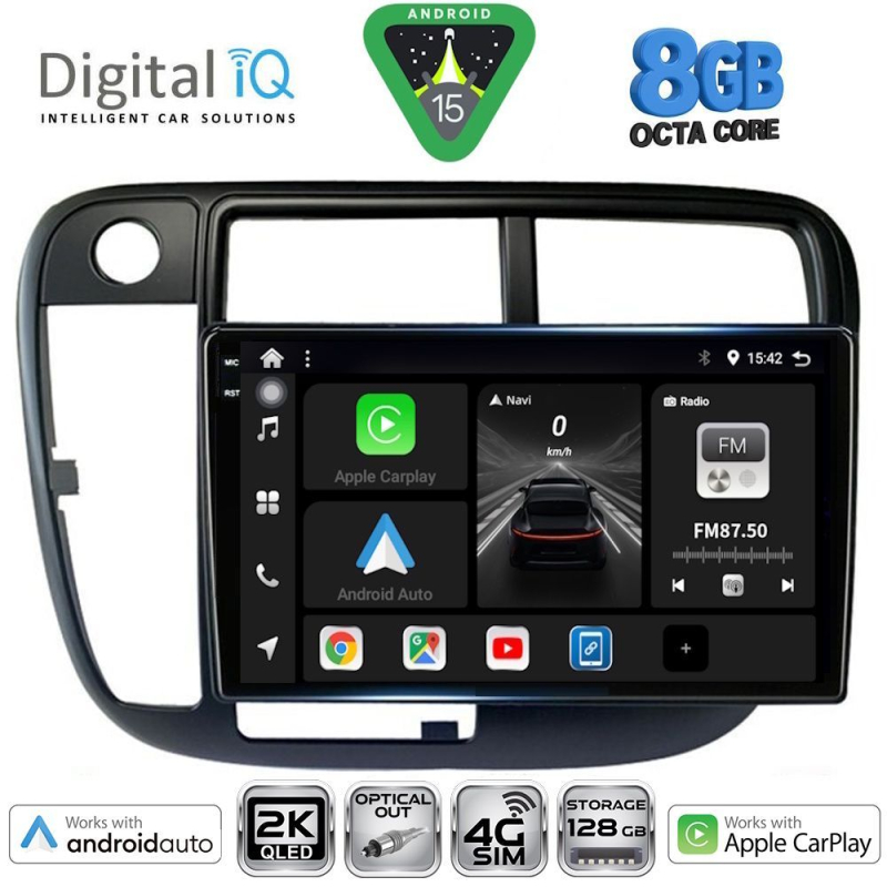 DIGITAL IQ BXK 20186_CPAA CLIMA (9inc) MULTIMEDIA TABLET for HONDA CIVIC mod. 1995-2001