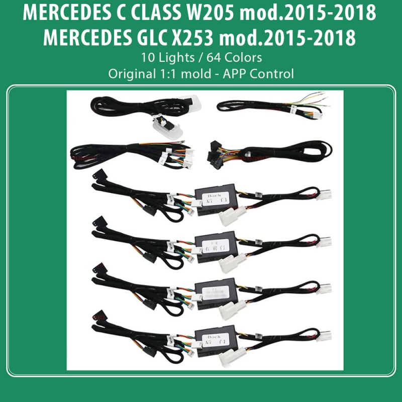DIQ AMBIENT 8161 CIC BENZ C CLASS (W205) - GLC (X253) mod.2015-2018 (Digital iQ Ambient Light for Mercedes C & GLC, 10 Lights) DIQ AMBIENT 8161 CIC BENZ C CLASS (W205) - GLC (X253) mod.2015-2018 (Digital iQ Ambient Light for Mercedes C & GLC, 10 Lights)
