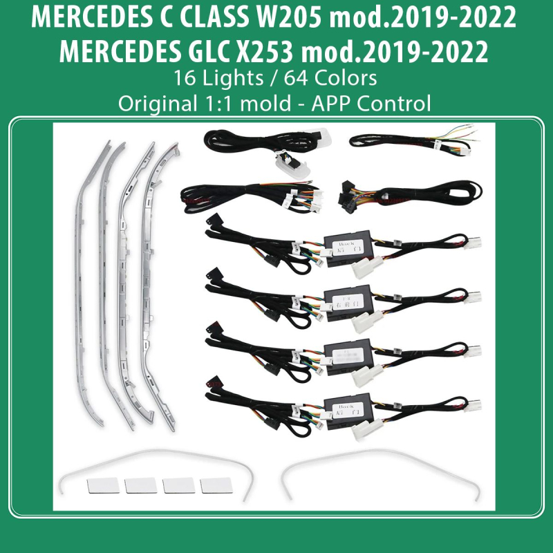 DIQ AMBIENT 8161 DCK BENZ C CLASS (W205) - GLC (X253) mod.2019-2022 (Digital iQ Ambient Light for Mercedes C & GLC, 16 Lights) DIQ AMBIENT 8161 DCK BENZ C CLASS (W205) - GLC (X253) mod.2019-2022 (Digital iQ Ambient Light for Mercedes C & GLC, 16 Lights)