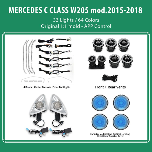 DIQ AMBIENT 8161 DCL BENZ C (W205) FULLKIT (Digital iQ Ambient Light for Mercedes C (W205) mod.2015-2018, 33 Lights)