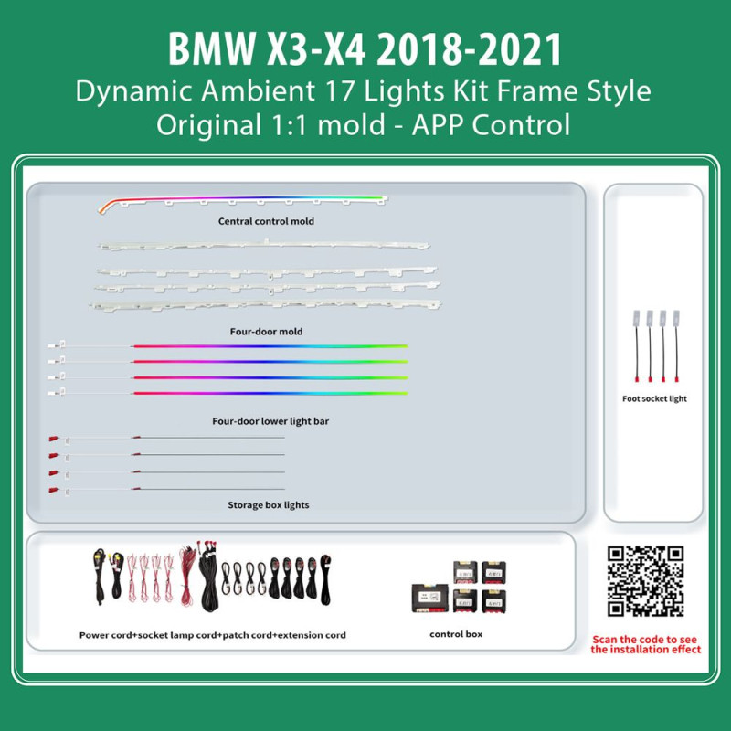 DIGITAL IQ AMBIENT 8173D_U DYNAMIC (Ambient Light for BMW X3 - X4 mod. 2018-2021 with 17 Lights, Dynamic)
