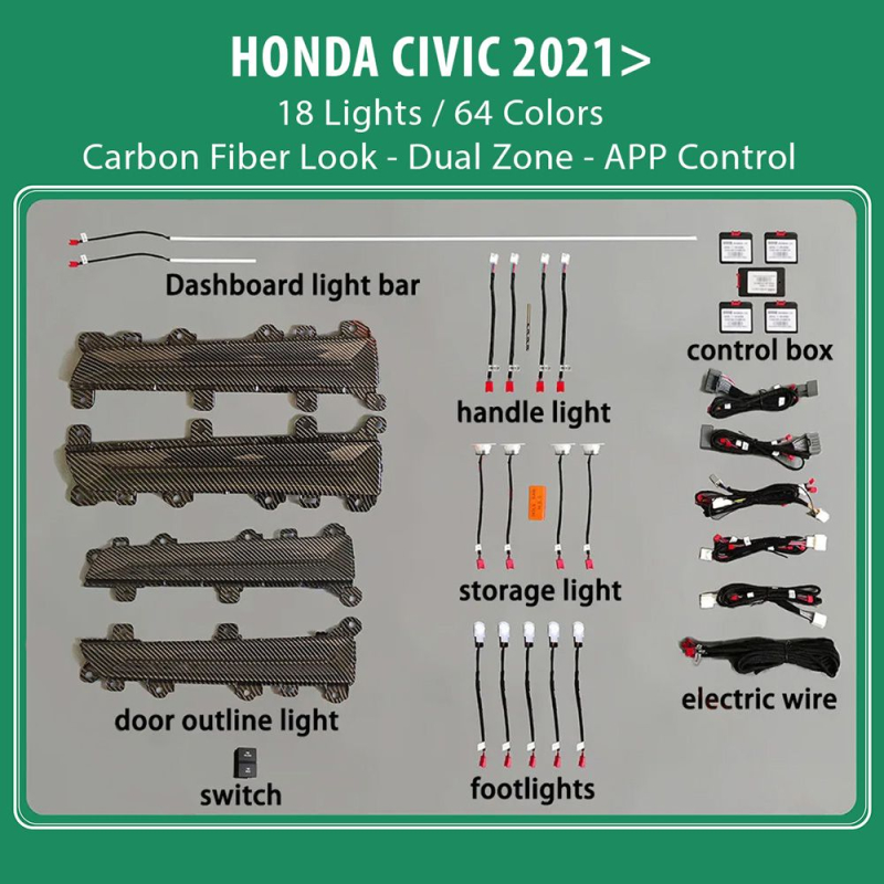 DIQ AMBIENT HONDA CIVIC mod.2021> (Digital iQ Ambient Light Honda Civic mod. 2021>, 18 Lights) DIQ AMBIENT HONDA CIVIC mod.2021> (Digital iQ Ambient Light Honda Civic mod. 2021>, 18 Lights)