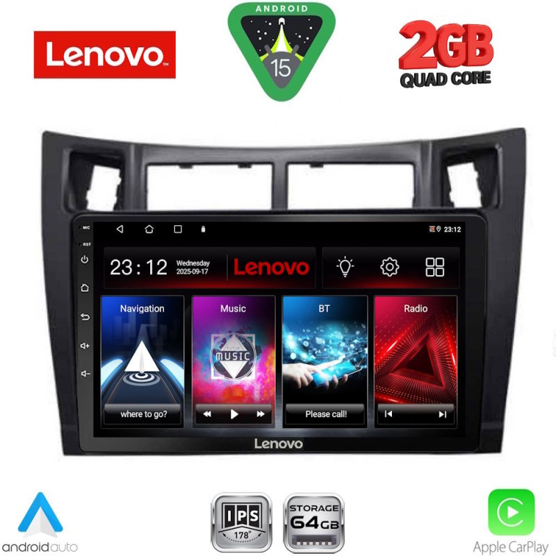 LENOVO LVD 2736BL_CPA (9inc) MULTIMEDIA TABLET for TOYOTA YARIS mod. 2006-2011 (BLACK)