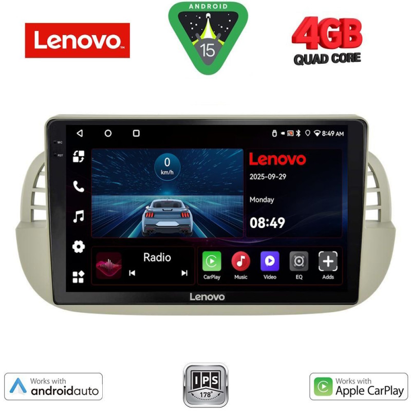 LENOVO LVE 8130BG_CPAA (9inc) MULTIMEDIA TABLET for FIAT 500 mod. 2007-2015 (BEIGE)