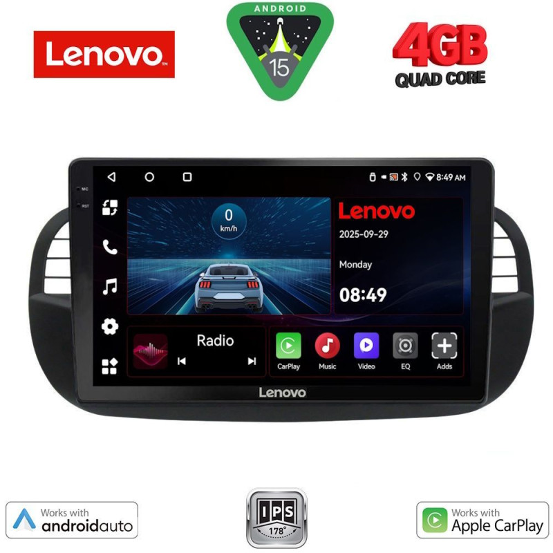 LENOVO LVE 8130BL_CPAA (9inc) MULTIMEDIA TABLET for FIAT 500 mod. 2007-2015 (BLACK)