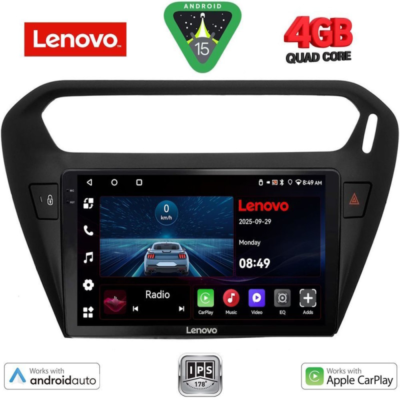 LENOVO LVE 8511BL_CPAA (9inc) MULTIMEDIA TABLET for CITROEN ELYSEE – PEUGEOT 301 mod. 2013-2026 (BLACK)