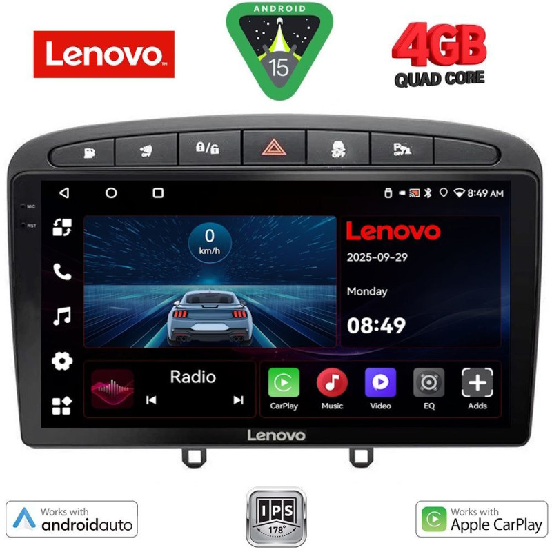 LENOVO LVE 8513BL_CPAA (9inc) MULTIMEDIA TABLET for PEUGEOT 308 mod.2007-2012 - RCZ mod.2009-2015 (BLACK)