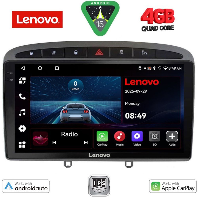 LENOVO LVE 8513GR_CPAA (9inc) MULTIMEDIA TABLET for PEUGEOT 308 mod.2007-2012 - RCZ mod.2009-2015 (GREY)