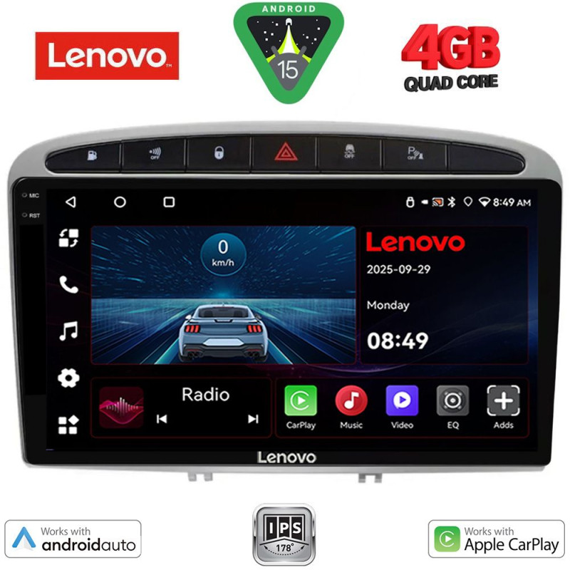 LENOVO LVE 8513SL_CPAA (9inc) MULTIMEDIA TABLET for PEUGEOT 308 mod.2007-2012 - RCZ mod.2009-2015 (SILVER)