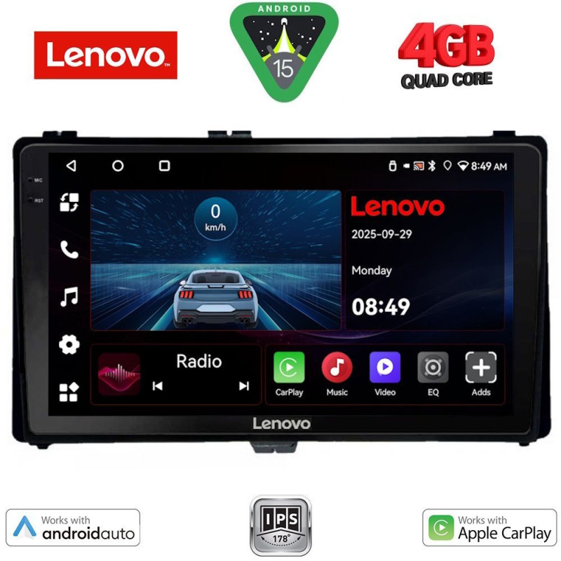 LENOVO LVE 8703_CPAA (9inc) MULTIMEDIA TABLET for TOYOTA AURIS mod. 2015-2021 – AYGO X mod. 2022-2026 – COROLLA mod. 2017-2019