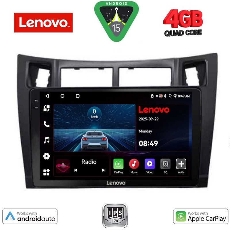 LENOVO LVE 8736BL_CPAA (9inc) MULTIMEDIA TABLET for TOYOTA YARIS mod. 2006-2011 (BLACK)