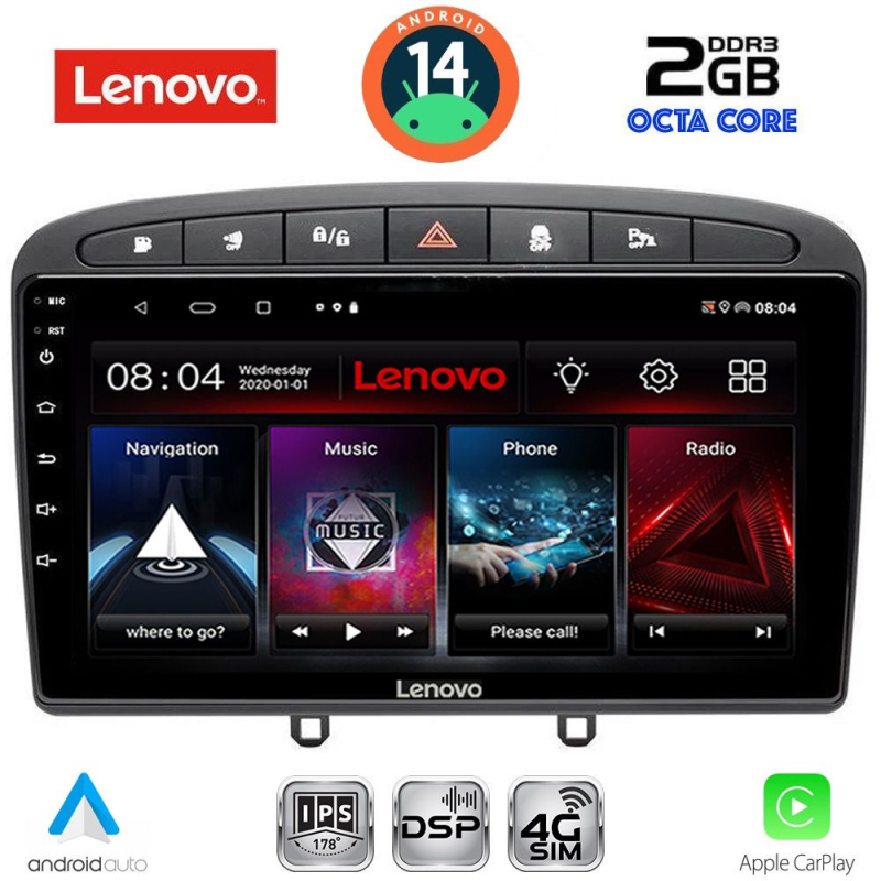 LENOVO LVF 5513BL_CPA (9inc) MULTIMEDIA TABLET for PEUGEOT 308 mod.2007-2012 - RCZ mod.2009-2015 (BLACK)