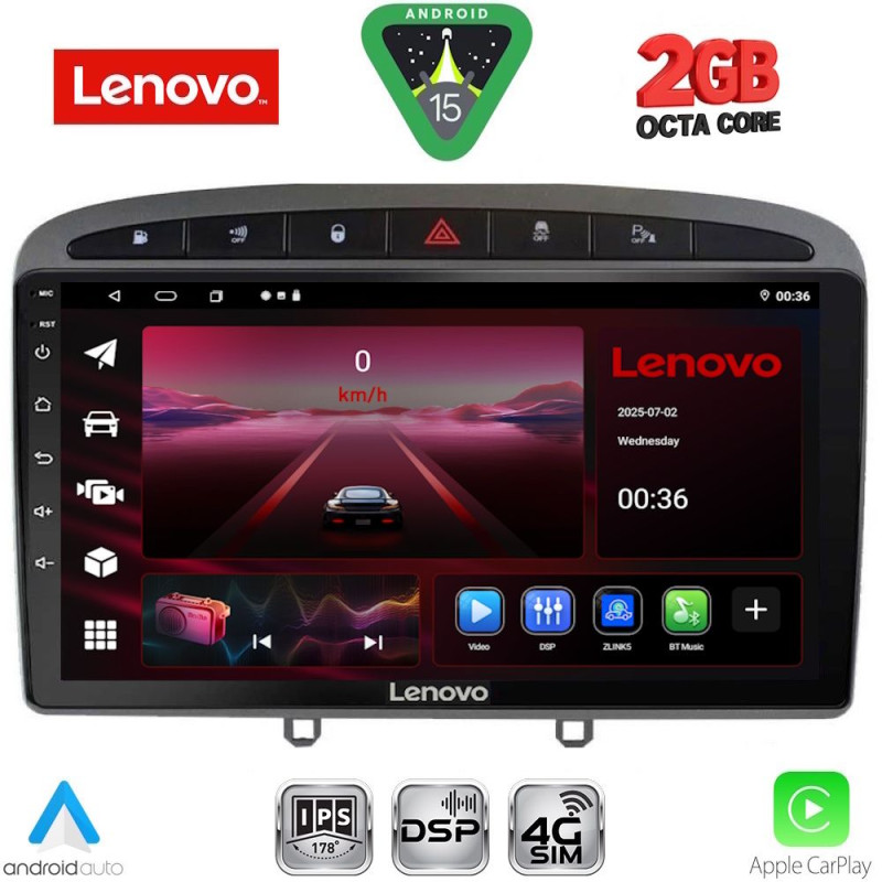 LENOVO LVF 5513GR_CPA (9inc) MULTIMEDIA TABLET for PEUGEOT 308 mod. 2007-2012 - RCZ mod. 2009-2015 (GREY)