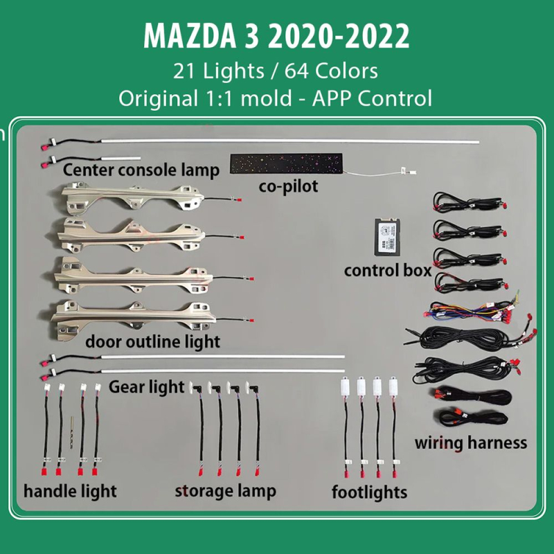 DIQ AMBIENT MAZDA 3 mod.2020-2022 (Digital iQ Ambient Light Mazda 3 mod. 2020-2022, 21 Lights) DIQ AMBIENT MAZDA 3 mod.2020-2022 (Digital iQ Ambient Light Mazda 3 mod. 2020-2022, 21 Lights)