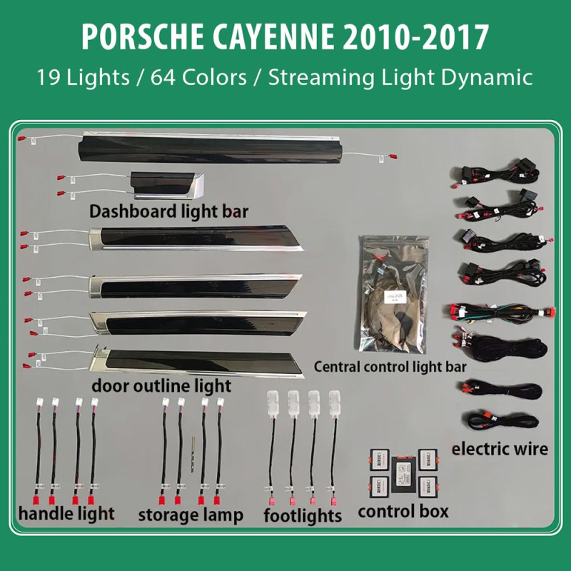 DIQ AMBIENT PORSCHE CAYENNE mod.2010-2017 (Digital iQ Ambient Light for Porsche Cayenne mod.2010-2017, 19 Lights)
