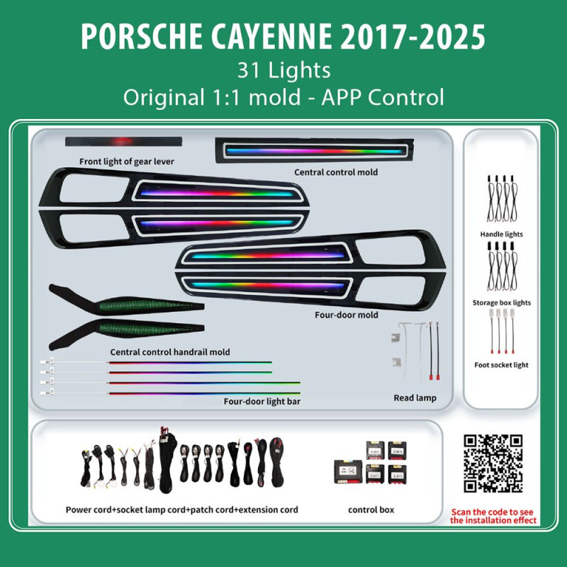 DIQ AMBIENT PORSCHE BSJ08D (Digital iQ Ambient Light for Porsche Cayenne mod. 2017-2025 with 31 Lights)