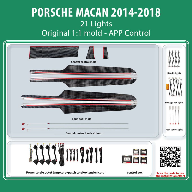 DIQ AMBIENT PORSCHE BSJ05L (Digital iQ Ambient Carbon Light for Porsche Macan mod. 2014-2018 with 21 Lights)