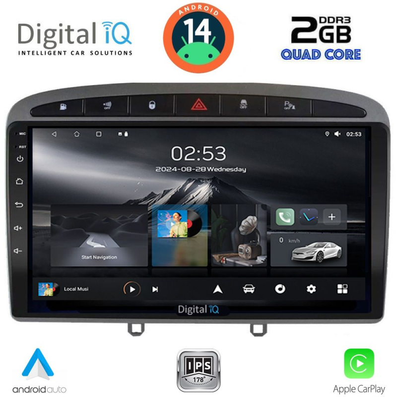 DIGITAL IQ RSB 1513GR_CPA (9inc) MULTIMEDIA TABLET for PEUGEOT 308 mod.2007-2012 - RCZ mod.2009-2015 (GREY)