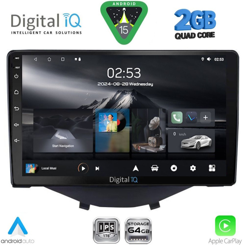 DIGITAL IQ RSD 1715_CPA CLIMA-A/C (9inc) MULTIMEDIA TABLET for CITROEN C1-PEUGEOT 108-TOYOTA AYGO mod. 2014-2022