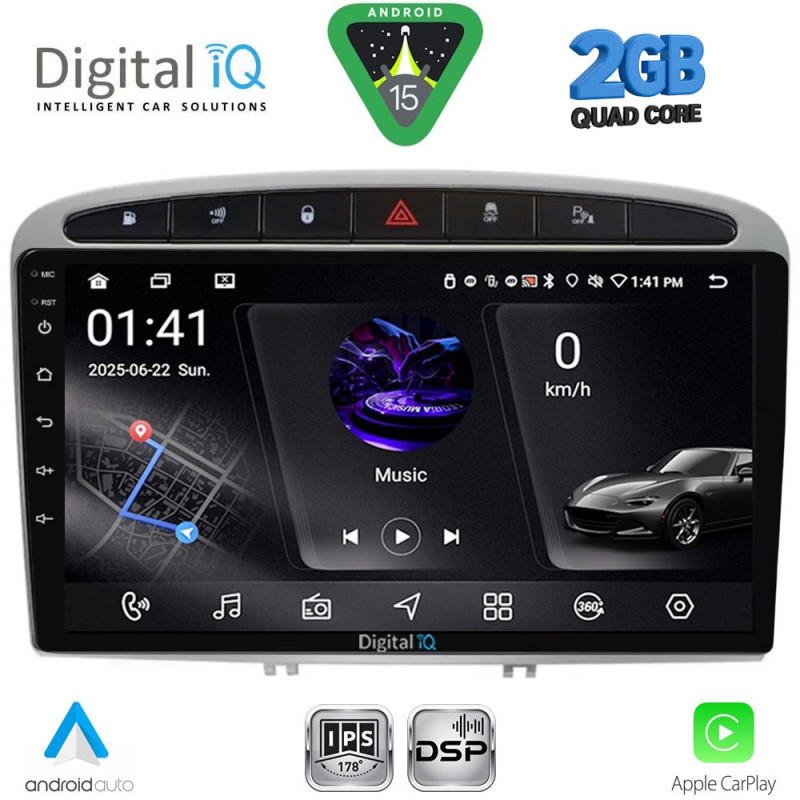 DIGITAL IQ RSF 4513SL_CPA (9inc) MULTIMEDIA TABLET for PEUGEOT 308 mod.2007-2012 - RCZ mod. 2009-2015 (SILVER)