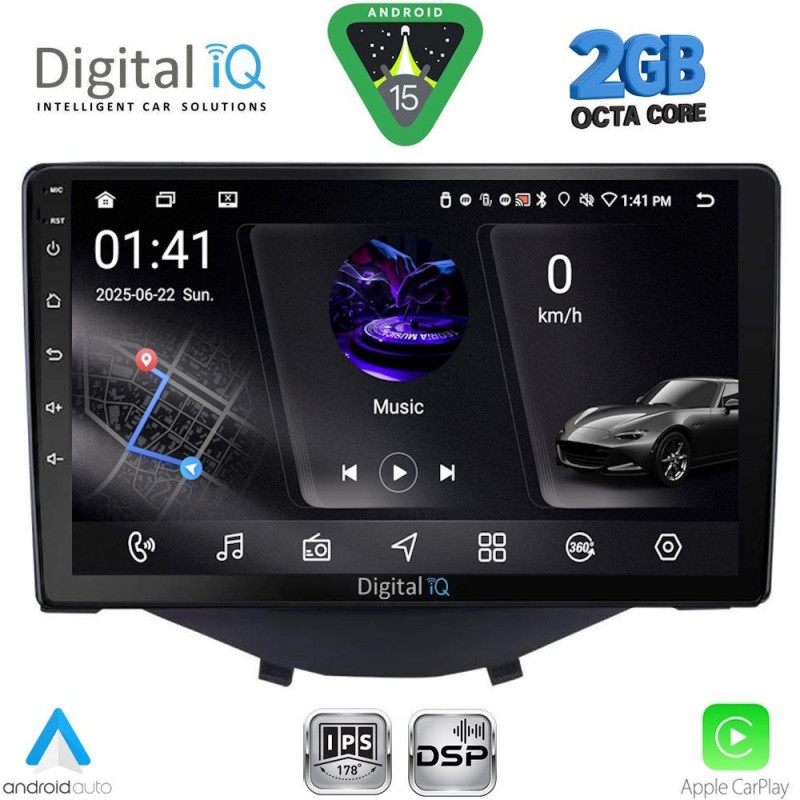 DIGITAL IQ RSF 4715_CPA CLIMA-A/C (9inc) MULTIMEDIA TABLET for CITROEN C1 - PEUGEOT 108 - TOYOTA AYGO mod. 2014-2022
