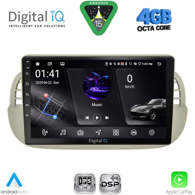 DIGITAL IQ RSG 6130BG_CPA (9inc) MULTIMEDIA TABLET for FIAT 500 mod. 2007-2015 (BEIGE)