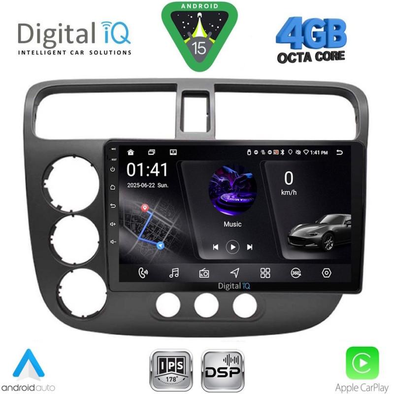 DIGITAL IQ RSG 6187_CPA (9inc) MULTIMEDIA TABLET for HONDA CIVIC 4D mod. 2001-2006